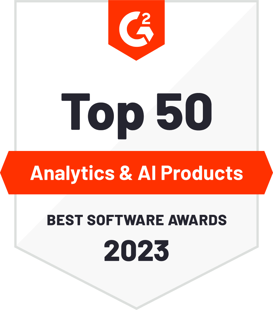 Best software awards 2023 analytics and AI products badge